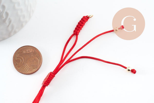 Bracelet réglable cordon polyester laiton & acier 304 doré 18K 24.5cm, x1 (G9575)