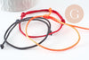 Bracelet réglable cordon polyester noir rouge orange 1-17cm, bracelet cordon à personnaliser, x1 (G9424)