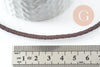 Bracelet réglable cuir cacao acier platine 304 inoxydable 3mm-21.5cm, bracelet unisexe acier inoxydable, x 1 (G9574)