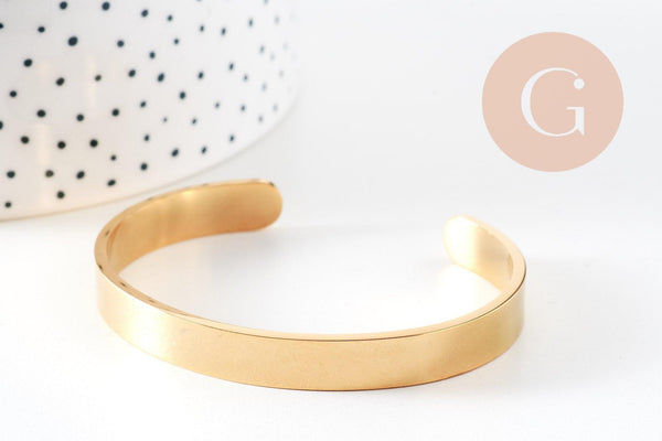 Bracelet réglable jonc lisse acier 304 inoxydable doré 50x63mm, x1 (G4912)