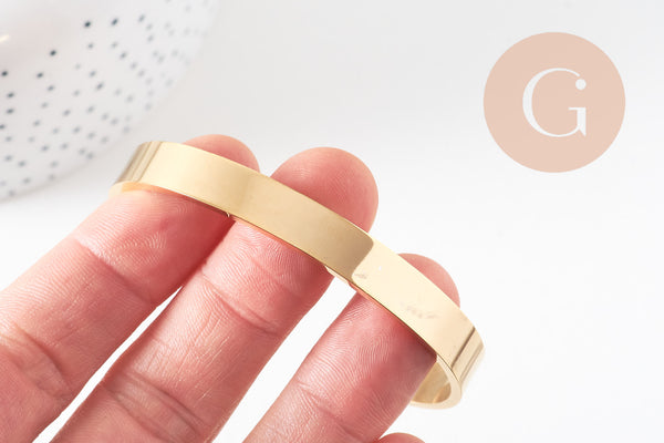 Bracelet réglable jonc lisse acier 304 inoxydable doré 50x63mm, x1 (G4912)