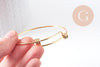 Bracelet réglable jonc lisse acier 304 inoxydable doré 63-65mm, x1 (G2915)