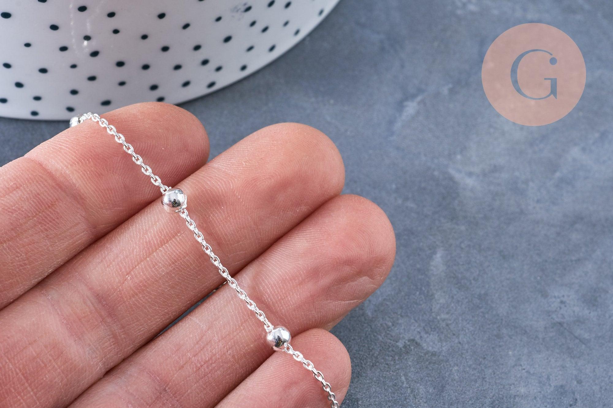 Bracelet satellite argent 925 massif 18cm, x1 (G8337)