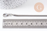 Bracelet serpent platine type Pandora complet AVEC ExTENSION 18cm, x1 (G2382)