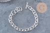 Bracelet très grosse maille acier 304 inoxydable argenté 20.4cm, x1 (G10922)