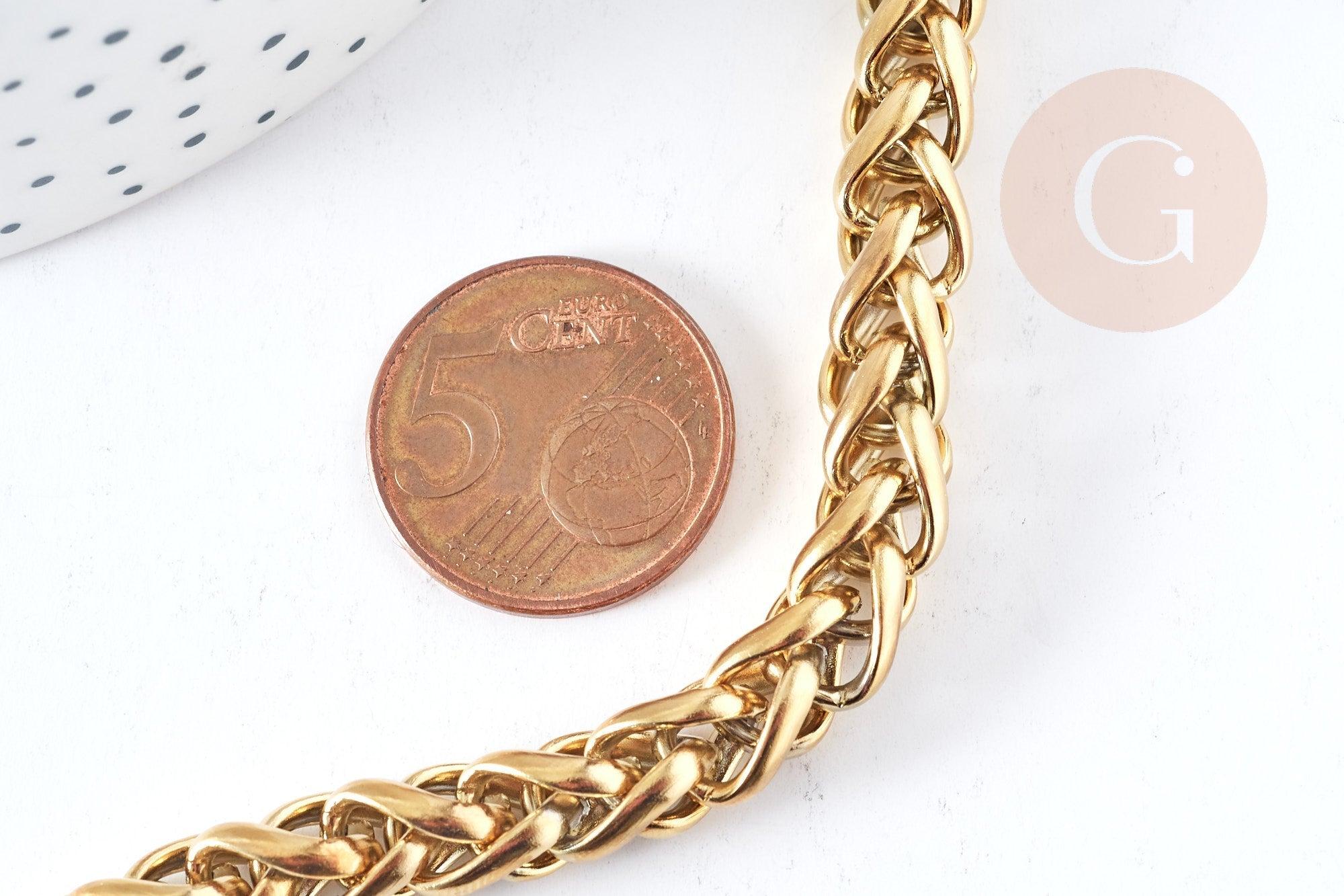 Bracelet très grosse maille acier 304 inoxydable doré 14k-20mm, x1 (G8711)