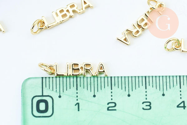 Breloque Balance laiton doré 18k,sans nickel,création bijoux astrologique, pendentif horoscope,17.5mm, x1 (G6045)