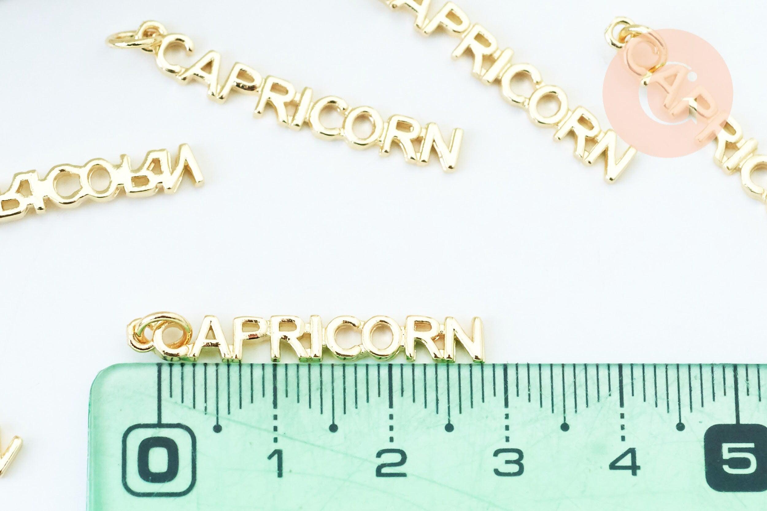 Breloque Capricorne laiton doré 18k cristal,sans nickel,création bijoux astrologique, pendentif horoscope,31mm, x1 (G6054)