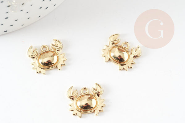 Breloque Crabe zamac doré 20mm, création de bijoux DIY, x1 (G9268)