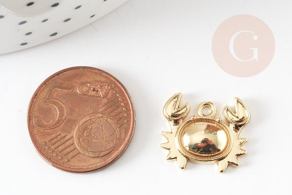Breloque Crabe zamac doré 20mm, création de bijoux DIY, x1 (G9268)