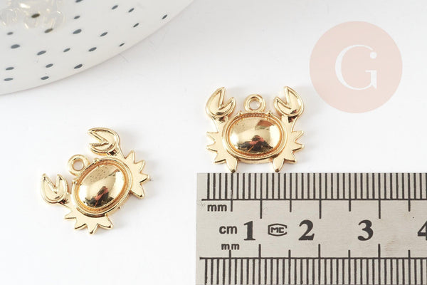 Breloque Crabe zamac doré 20mm, création de bijoux DIY, x1 (G9268)