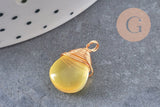 Breloque Goutte verre cuivre doré couleur mixte 18,5mm, breloque goutte verre, x1 (G8034)