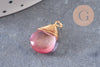Breloque Goutte verre cuivre doré couleur mixte 18,5mm, breloque goutte verre, x1 (G8034)