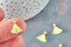 Breloque Pompon jaune clair polyestère support doré 10-15mm,décoration pompon, pompon boucles,fabrication bijoux bohème, x10 (G8219)