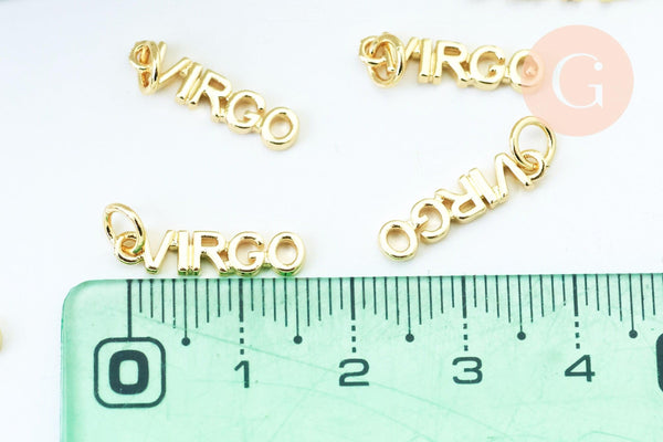 Breloque Vierge laiton doré 18k,sans nickel,création bijoux astrologique, pendentif horoscope,17mm, x1 (G6046)