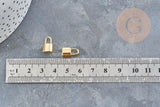 Breloque cadenas acier 304 doré 24K inoxydable 13.5mm,création bijoux amour x2 (G2876)