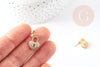 Breloque cadenas coeur laiton doré 18k cristal 17mm, x1 (G2729)