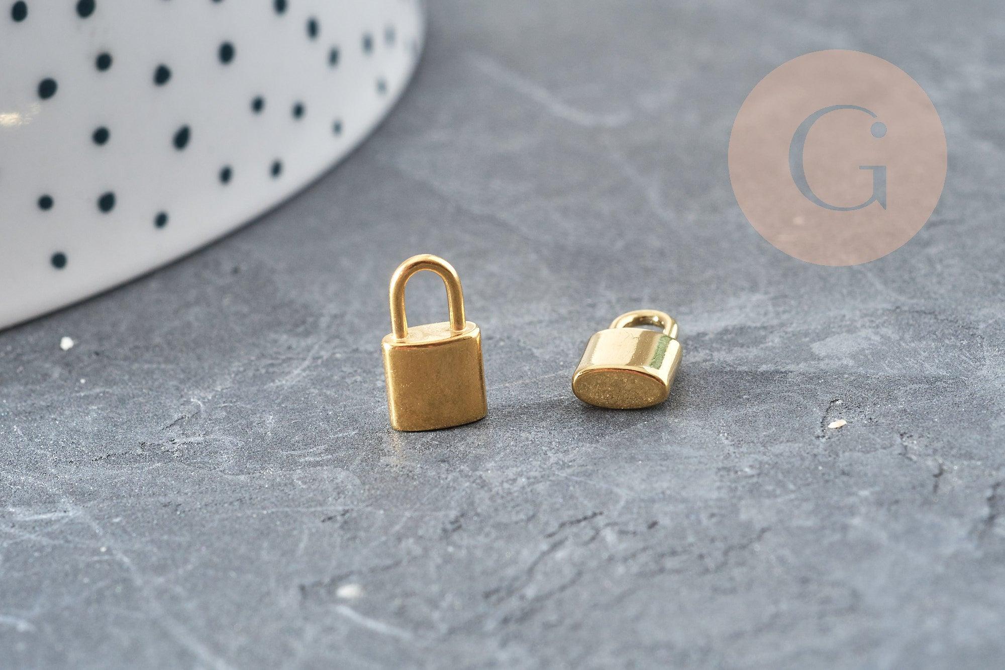 Breloque cadenas en acier 304 inoxydable 11mm,fourniture acier inoxydable pour création bijoux, x2 (G2611)