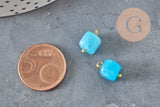Breloque carrée dolomite naturelle teinté laiton doré 7.5mm, x1 (G11371)-Breloques et pendentifs-Gingerlily Perles