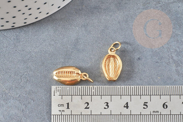 Breloque cauri acier 304 inoxydable doré PVD 18k 18.6mm, x1 (G2875)
