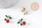 Breloque cerise zircons et zamac doré 16K, x2 (G10391)