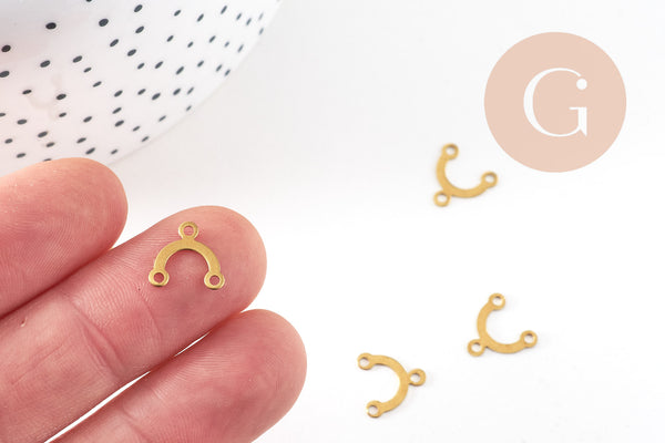 Breloque chandelier 3 trous laiton brut ,pendentif sans nickel,creation bijoux, pendentif laiton,10mm,x 10,G2370