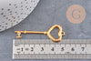 Breloque clef acier doré 18k 50mm, pendentif création bijoux amour en acier inoxydable, x1 G4915