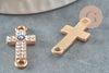 Breloque connecteur croix zamac doré cristal,sans nickel,pendentif oeil protecteur, Pendentif zircon,25.5mm, x1 (G4096)