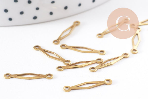 Breloque connecteur losange laiton brut 18mm, x10 (G0038)