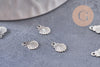 Breloque coquillage acier inoxydable platine 7.5mm, x10 (G4850)
