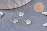 Breloque coquillage acier inoxydable platine 7.5mm, x10 (G4850)
