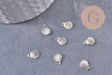 Breloque coquillage acier inoxydable platine 7.5mm, x10 (G4850)