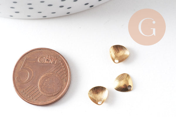 Breloque coquillage laiton brut 10mm, pendentif pendentif bijou laiton brut sans nickel x50 (4.5gr) G0373