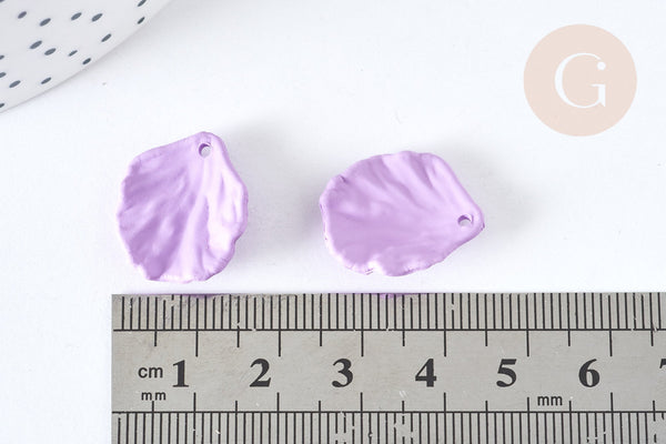 Breloque coquillage violet pastel acrylique effet caoutchouc 20 mm, perles plastique, x5 (G7300)