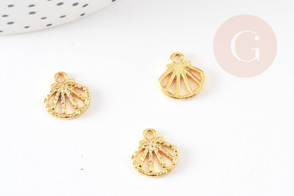 Breloque coquillage zamac doré 12mm, x10 (G4084)