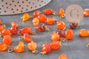 Breloque cube agate naturelle orange métal doré 18K 14.5mm, x1 (G11329)-Breloques et pendentifs-Gingerlily Perles