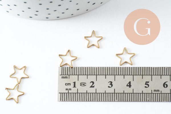 Breloque étoile laiton brut 10mm, creation bijoux pendentif geometrique, x20 (G2977)