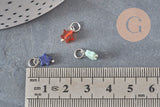 Breloque étoile pierre naturelle coloré laiton platine 10mm, x1 (G11367)-Breloques et pendentifs-Gingerlily Perles