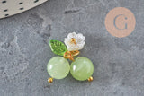 Breloque fruit cerise jade naturel teinté métal doré 19mm, x1 (G11378)-Breloques et pendentifs-Gingerlily Perles