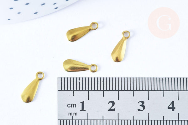 Breloque goutte laiton brut 11mm, fournitures bijoux laiton brut , x 2 (G6470)