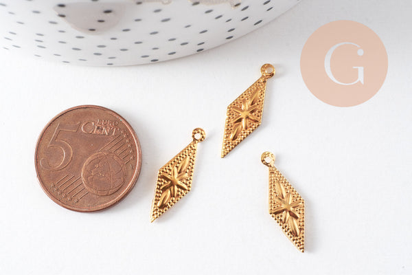 Breloque losange laiton doré, pendentif géométrique,creation bijoux, connecteur laiton, géométrique,21mm,x 20-G1899