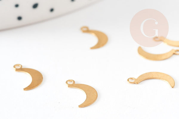 Breloque lune laiton brut 11mm , x10 (G9133)