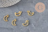 Textured hollow moon charm, gilded zamak 15mm, x5 (G11221)