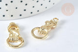 Breloque main poing anneau zamac doré 29mm,Pendentif création de bijoux, x1 G7453