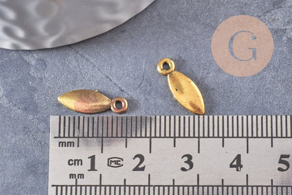 Breloque navette goutte zamac doré 15mm,x 20 (G5019)