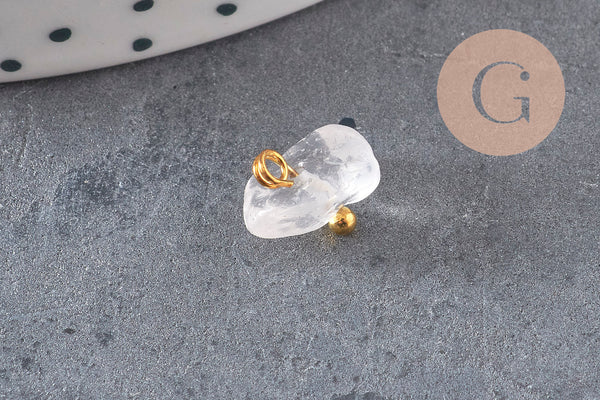 Breloque nuggets pierre naturelle zamac doré 7-11mm, x1 (G8035)