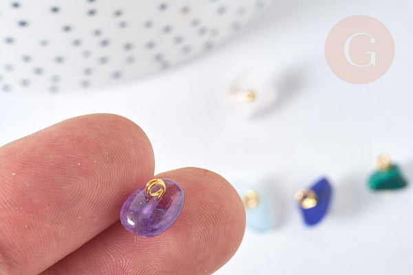 Breloque nuggets pierre naturelle zamac doré 7-11mm, x1 (G8035)