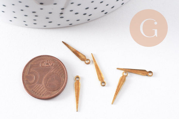 Breloque pointe laiton brut 17mm,x 10 (G0193)