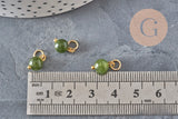 Breloque ronde Jade teinté acier 304 inoxydable doré 10.5mm, x1 (G11366)-Breloques et pendentifs-Gingerlily Perles
