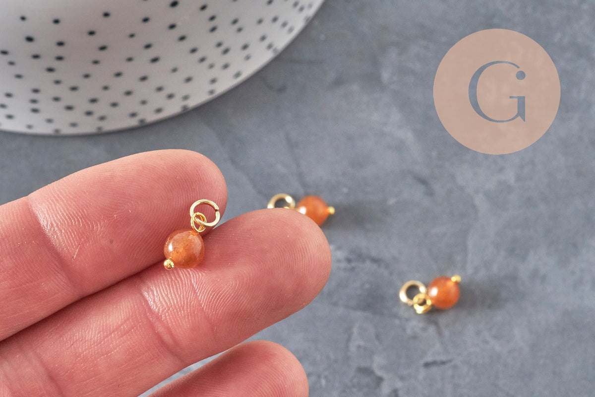 Breloque ronde Jade teinté acier 304 inoxydable doré 10.5mm, x1 (G11366)-Breloques et pendentifs-Gingerlily Perles